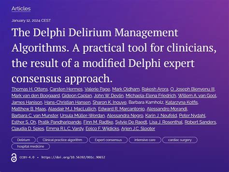 caten hermes|New Journal Article: Delphi Delirium Management Algorithms.